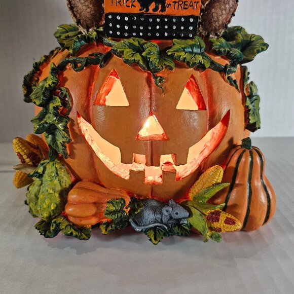 Vintage Gloria Jeans Exclusive Halloween Light Up Pumpkin With Cute Bear - Picture 3 of 12